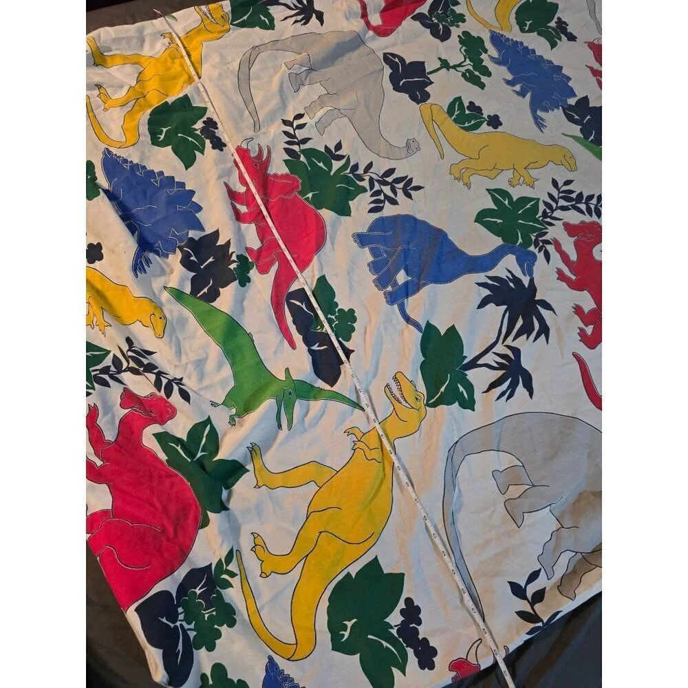 Vintage 80s Dinosaur Sheets Set Flat Fitted T-rex